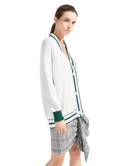 Cardigan a coste in stile Varsity