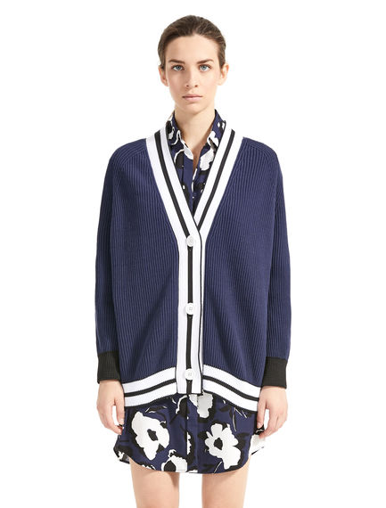 Cardigan a coste in stile Varsity