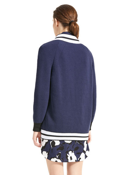 Cardigan a coste in stile Varsity