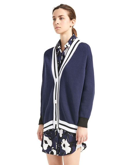 Cardigan a coste in stile Varsity