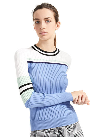 Maglia a coste colour block