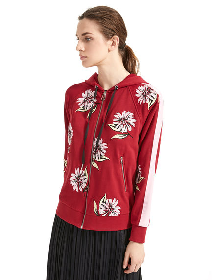 Hoodie con ricami floreali
