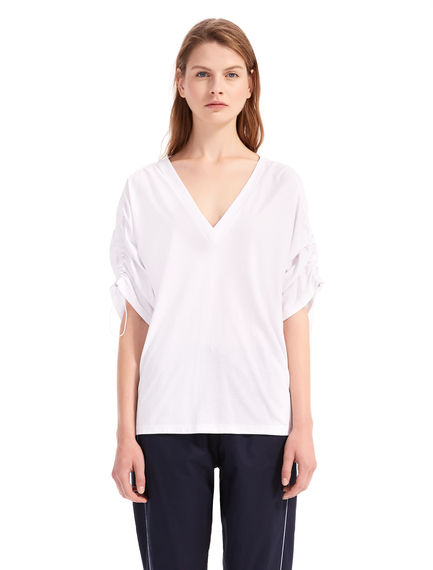 T-shirt con coulisse sulle spalle