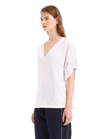 T-shirt con coulisse sulle spalle