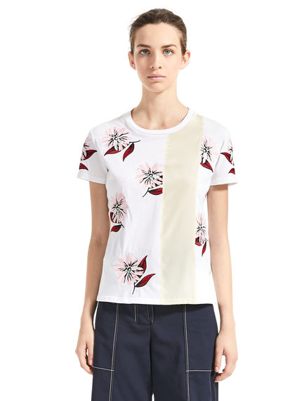 T-shirt con ricamo floreale