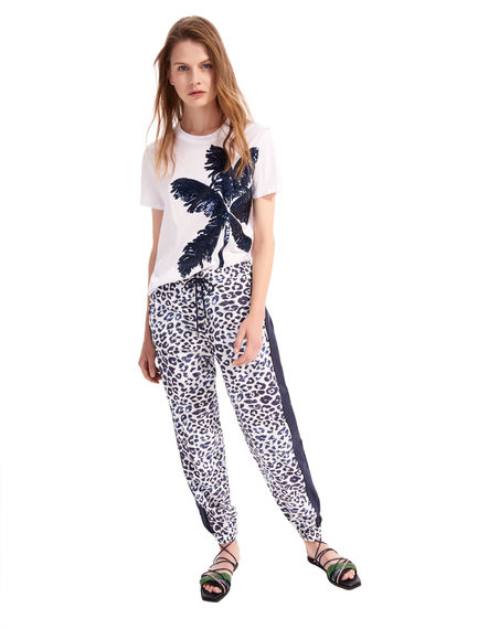 T-shirt con palma in paillette
