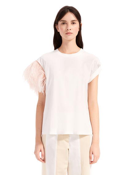 T-shirt con dettaglio di piume