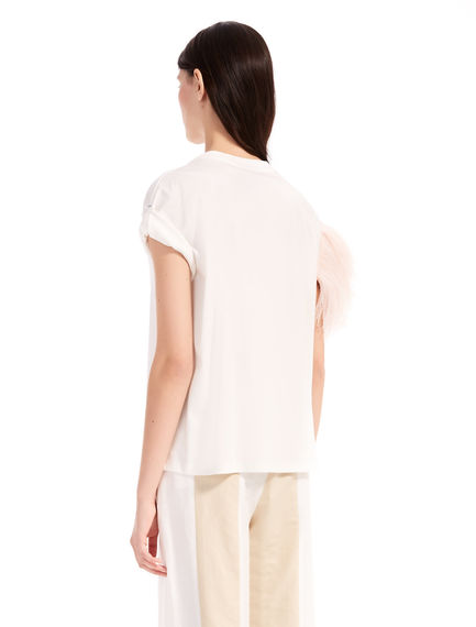 T-shirt con dettaglio di piume