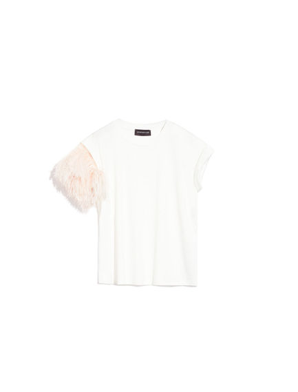 T-shirt con dettaglio di piume