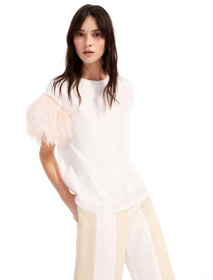 T-shirt con dettaglio di piume