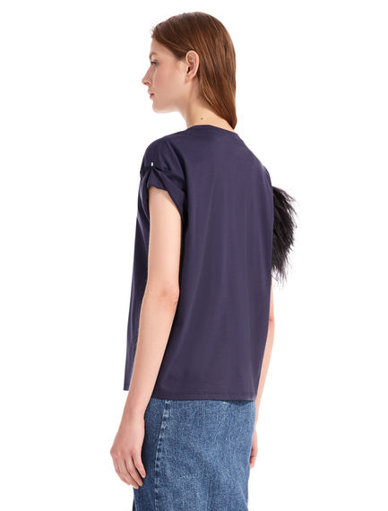 T-shirt con dettaglio di piume