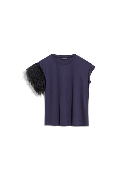 T-shirt con dettaglio di piume
