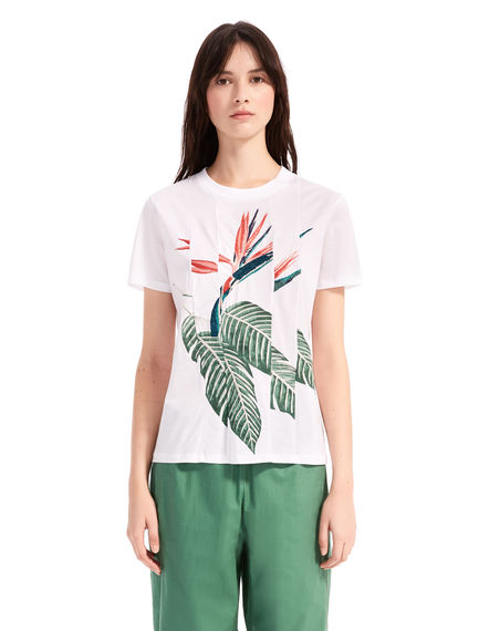 T-shirt con stampa strelitzia