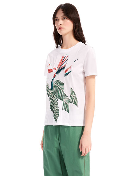 T-shirt con stampa strelitzia