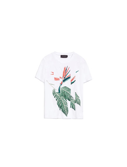 T-shirt con stampa strelitzia