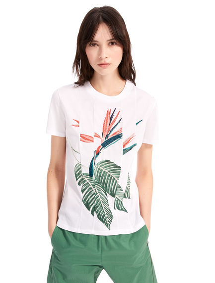 T-shirt con stampa strelitzia