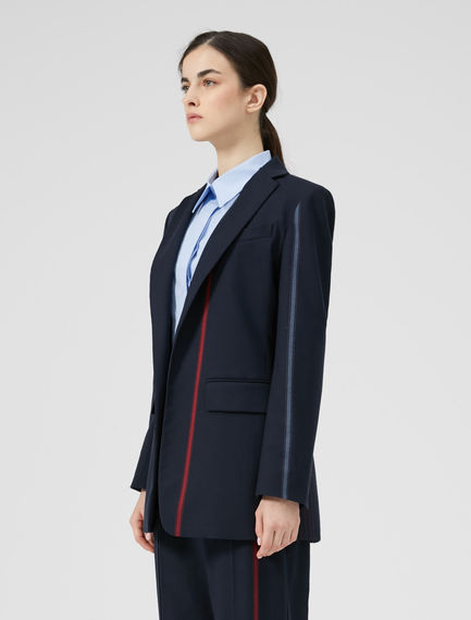 Blazer in lana con righe piazzate