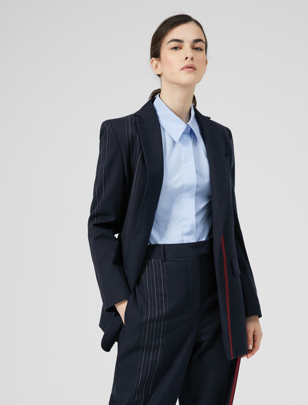 Blazer in lana con righe piazzate
