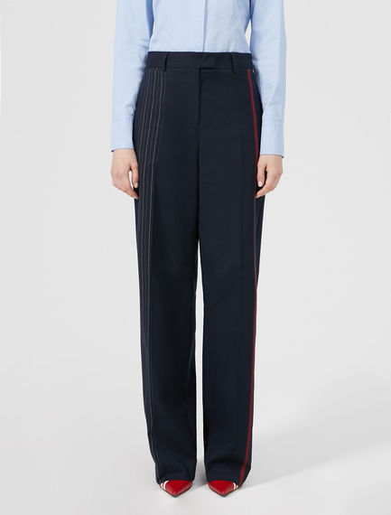 Pantaloni a colonna in lana gessata