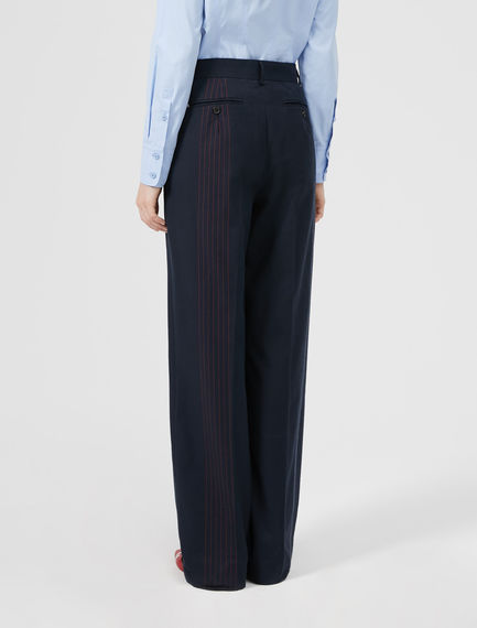 Pantaloni a colonna in lana gessata