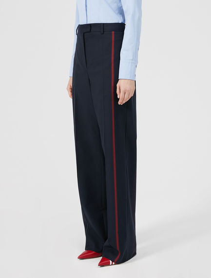 Pantaloni a colonna in lana gessata