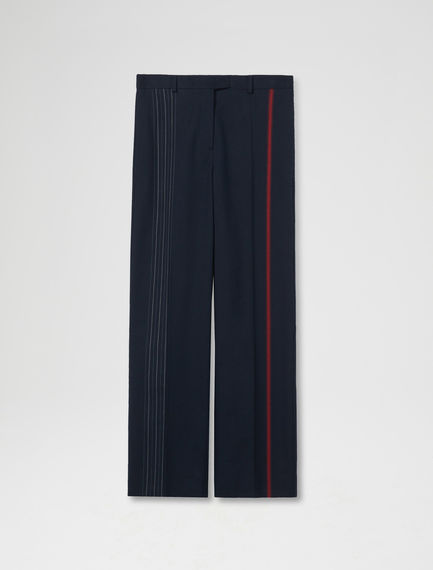Pantaloni a colonna in lana gessata