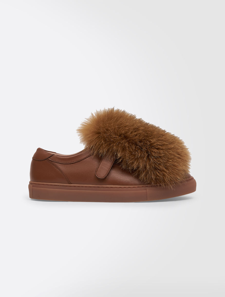 Trainers in leather and fox fur Weekend Maxmara Trainers in leather and fox fur Weekend Maxmara