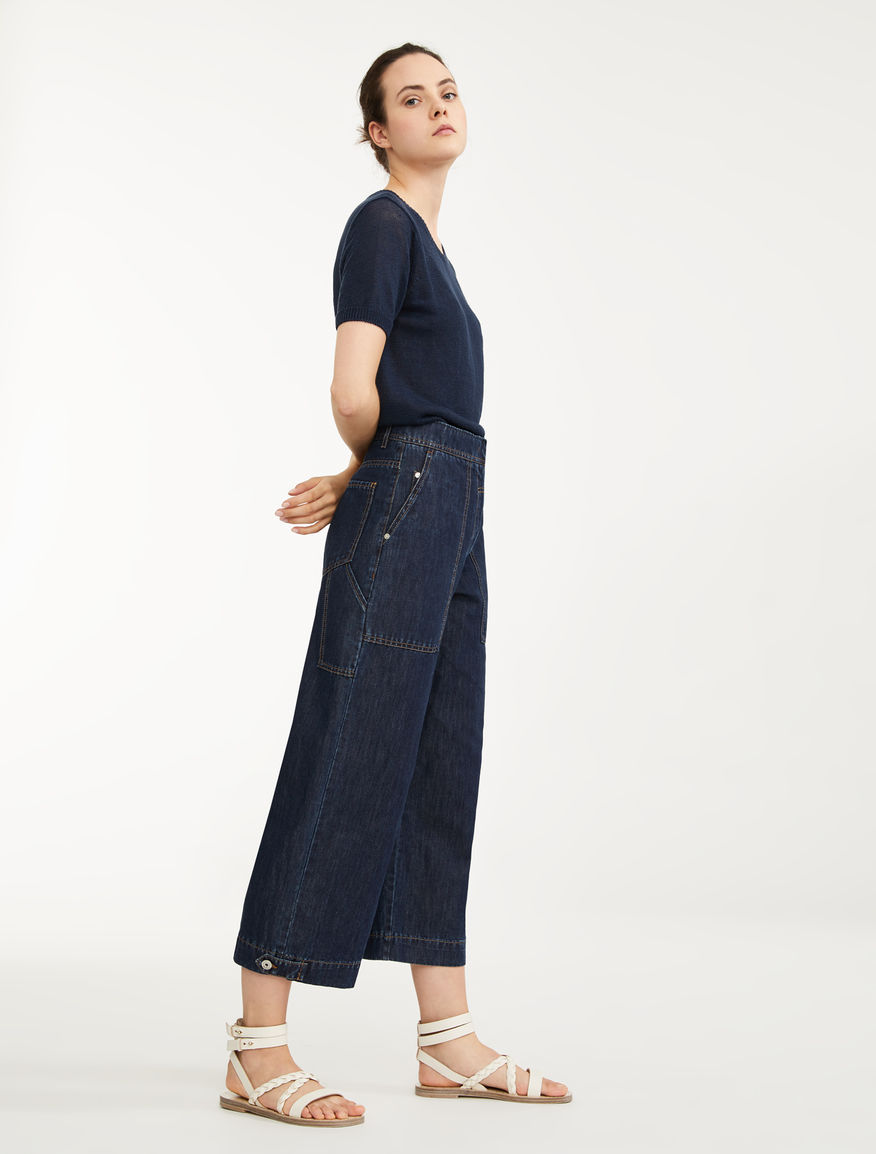 Linen and cotton denim trousers Weekend Maxmara Linen and cotton denim trousers Weekend Maxmara