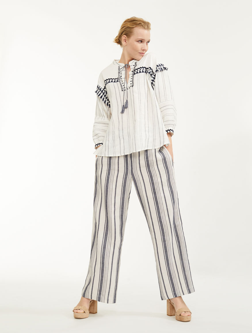 Trousers in cotton and linen satin Weekend Maxmara Trousers in cotton and linen satin Weekend Maxmara