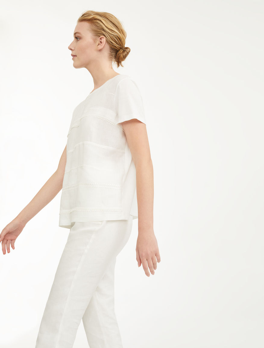 Embroidered linen T-shirt Weekend Maxmara Embroidered linen T-shirt Weekend Maxmara
