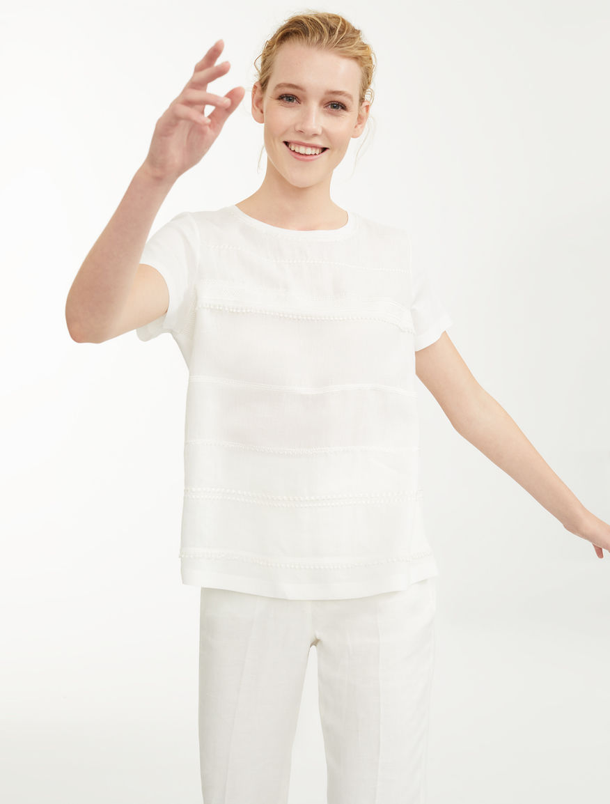 Embroidered linen T-shirt Weekend Maxmara Embroidered linen T-shirt Weekend Maxmara