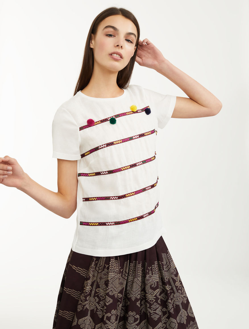 Embroidered linen T-shirt Weekend Maxmara Embroidered linen T-shirt Weekend Maxmara