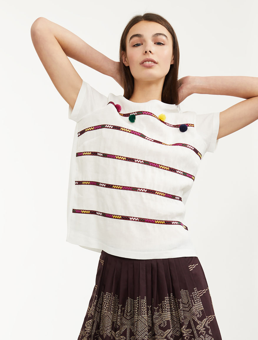 Embroidered linen T-shirt Weekend Maxmara Embroidered linen T-shirt Weekend Maxmara